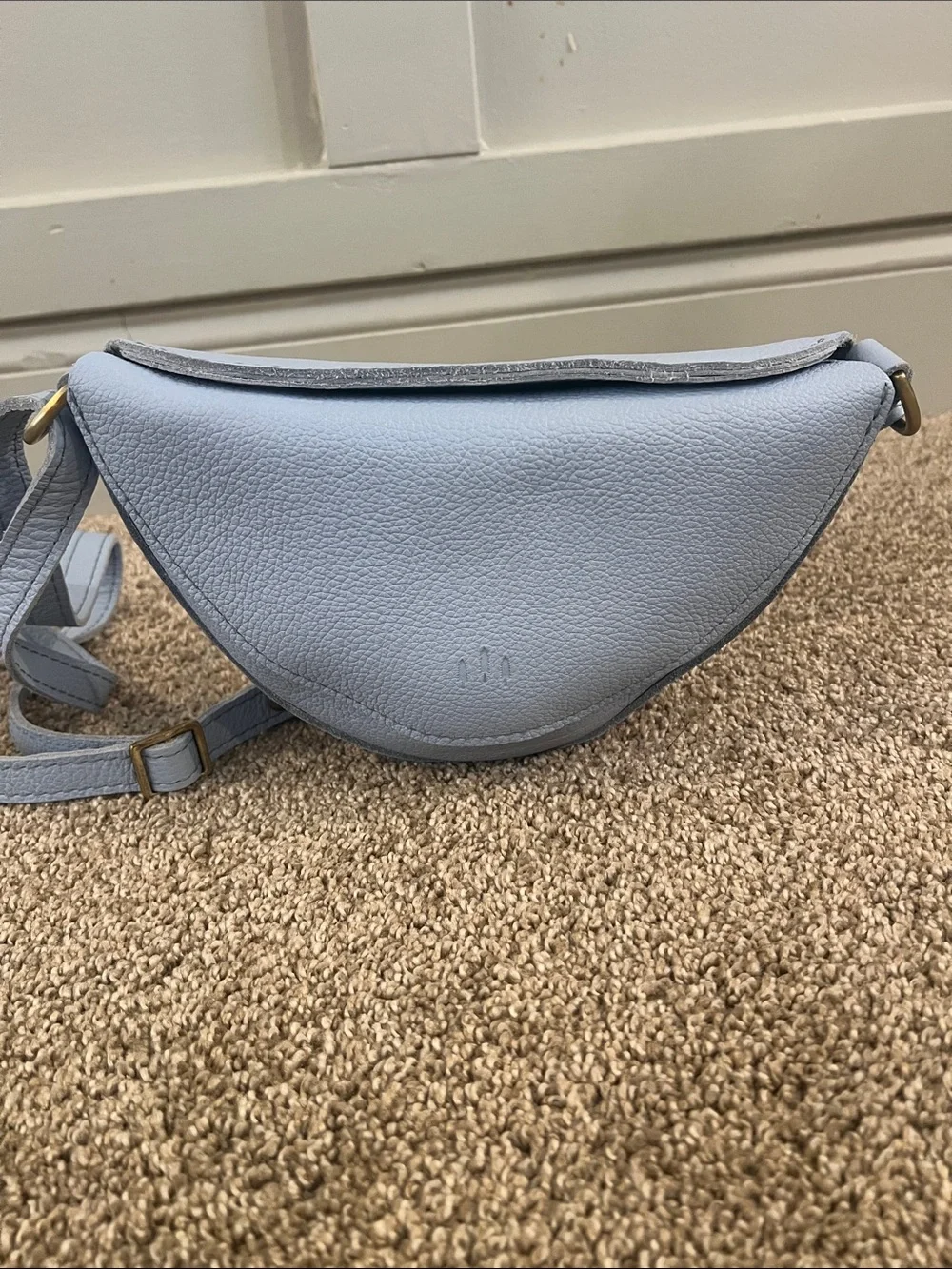 Portland Leather Light Blue Women's Crossbody Saddle Bag - Picture 3 of 8